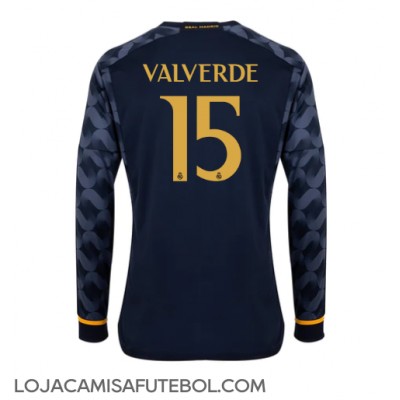Camisa de Futebol Real Madrid Federico Valverde #15 Equipamento Secundário 2023-24 Manga Comprida